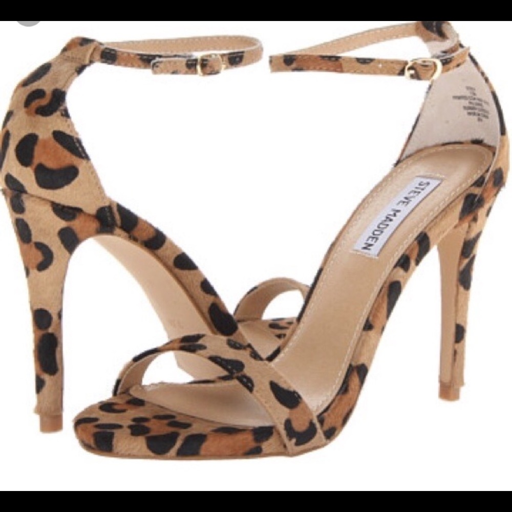 Steve Madden Stecy Leopard Print Calf Hair Heels.